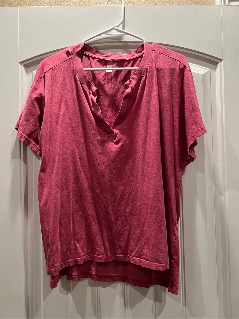 Mono B Rose Pink Short Sleeve V-Neck Tee